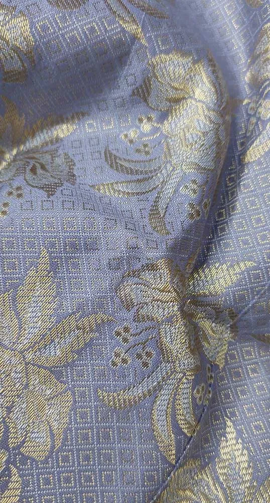 Blue Banarasi Silk Fabric ( 1 Mtr )