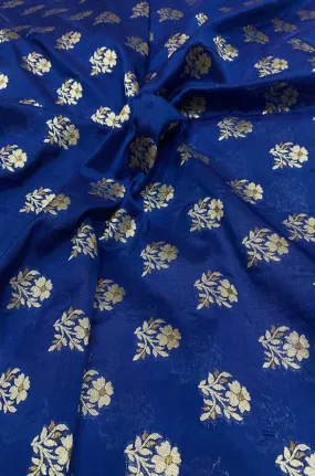 Blue Banarasi Silk Fabric ( 1 Mtr )