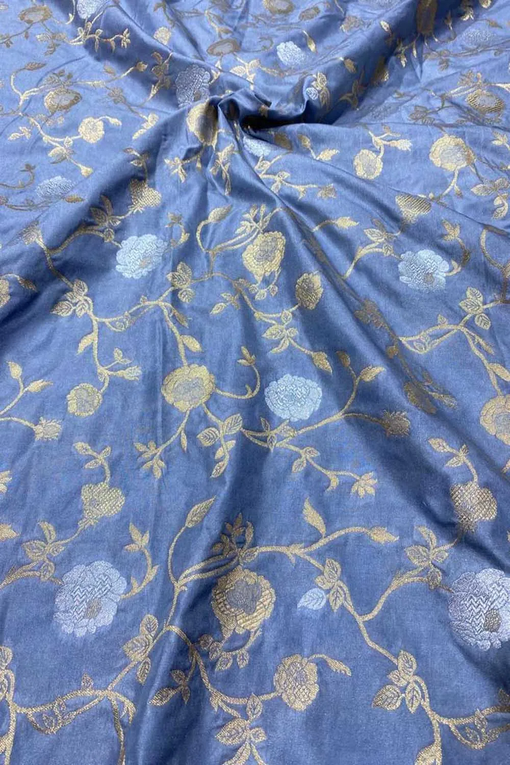 Blue Banarasi Silk Fabric ( 1 Mtr )