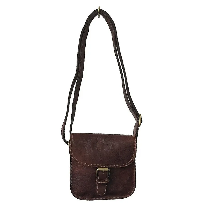 Bronco Cognac Half Flap Double Gusset Bag Mini