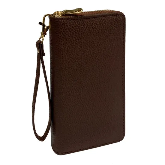 Brown Double Zipper Wristlet Wallet