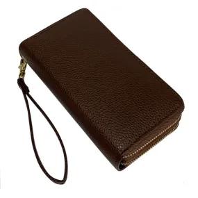 Brown Double Zipper Wristlet Wallet