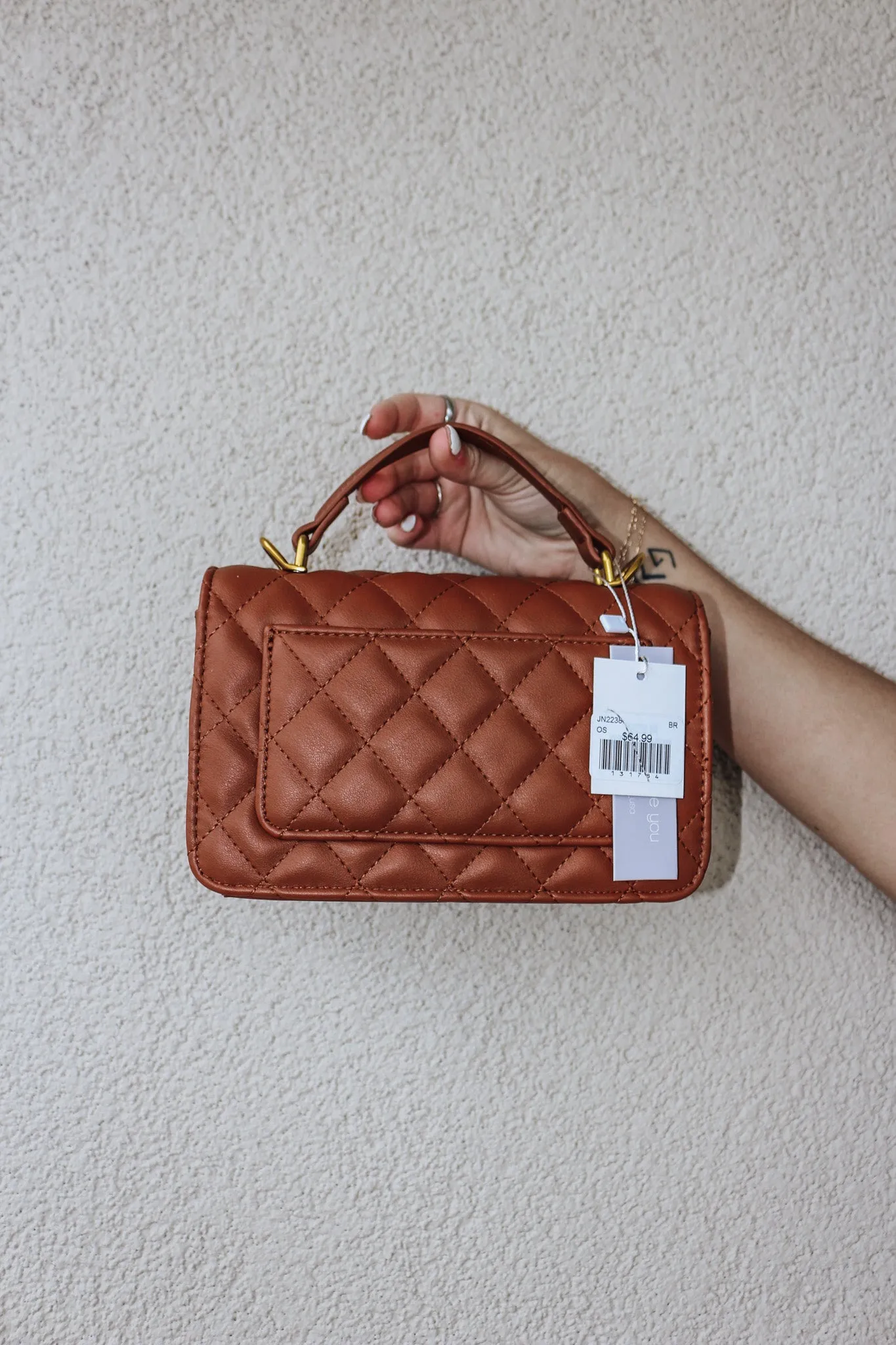 Brown Quilt Leather Purse