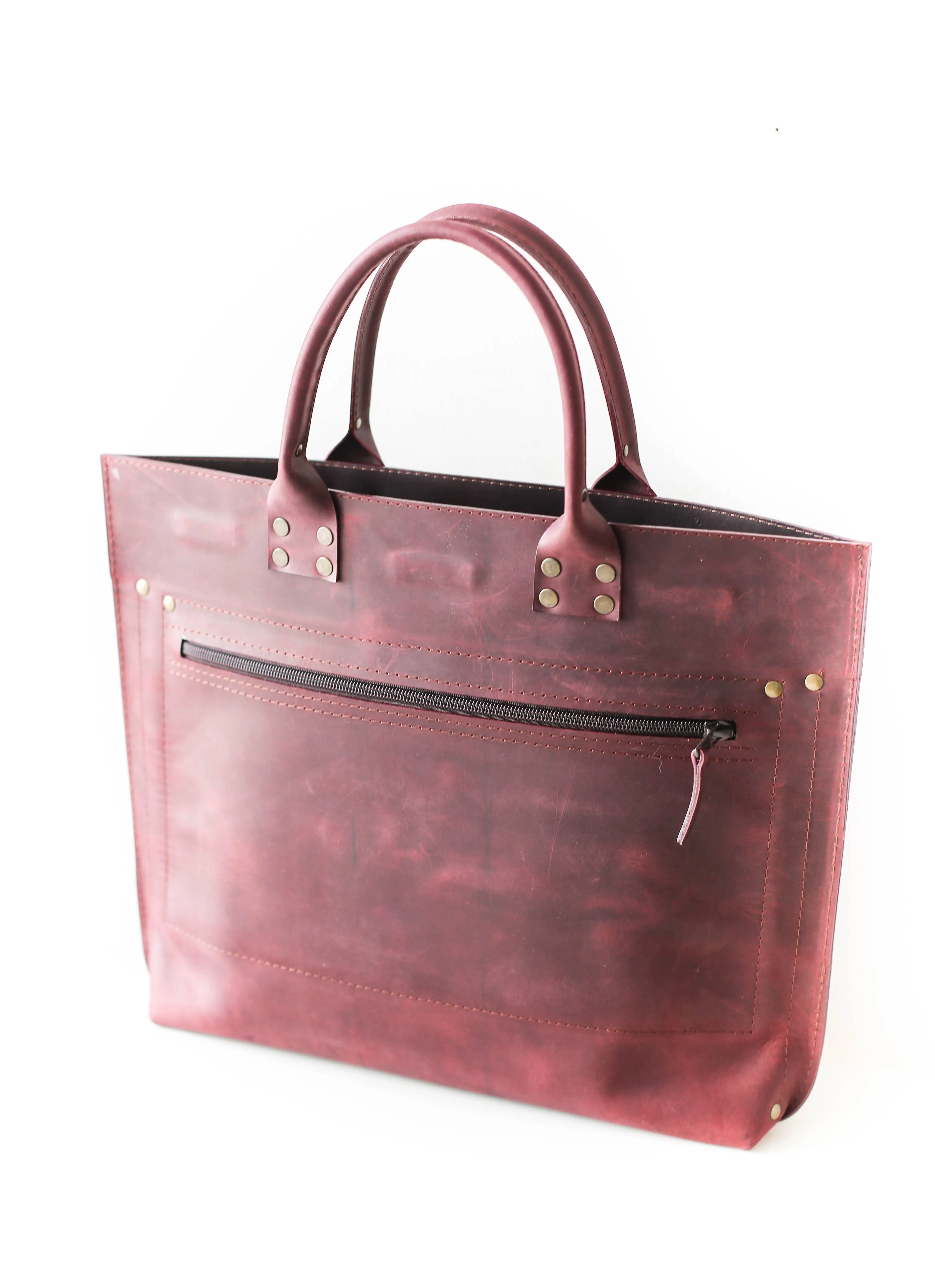 Burgundy Leather Laptop Bag - Leather Briefcase