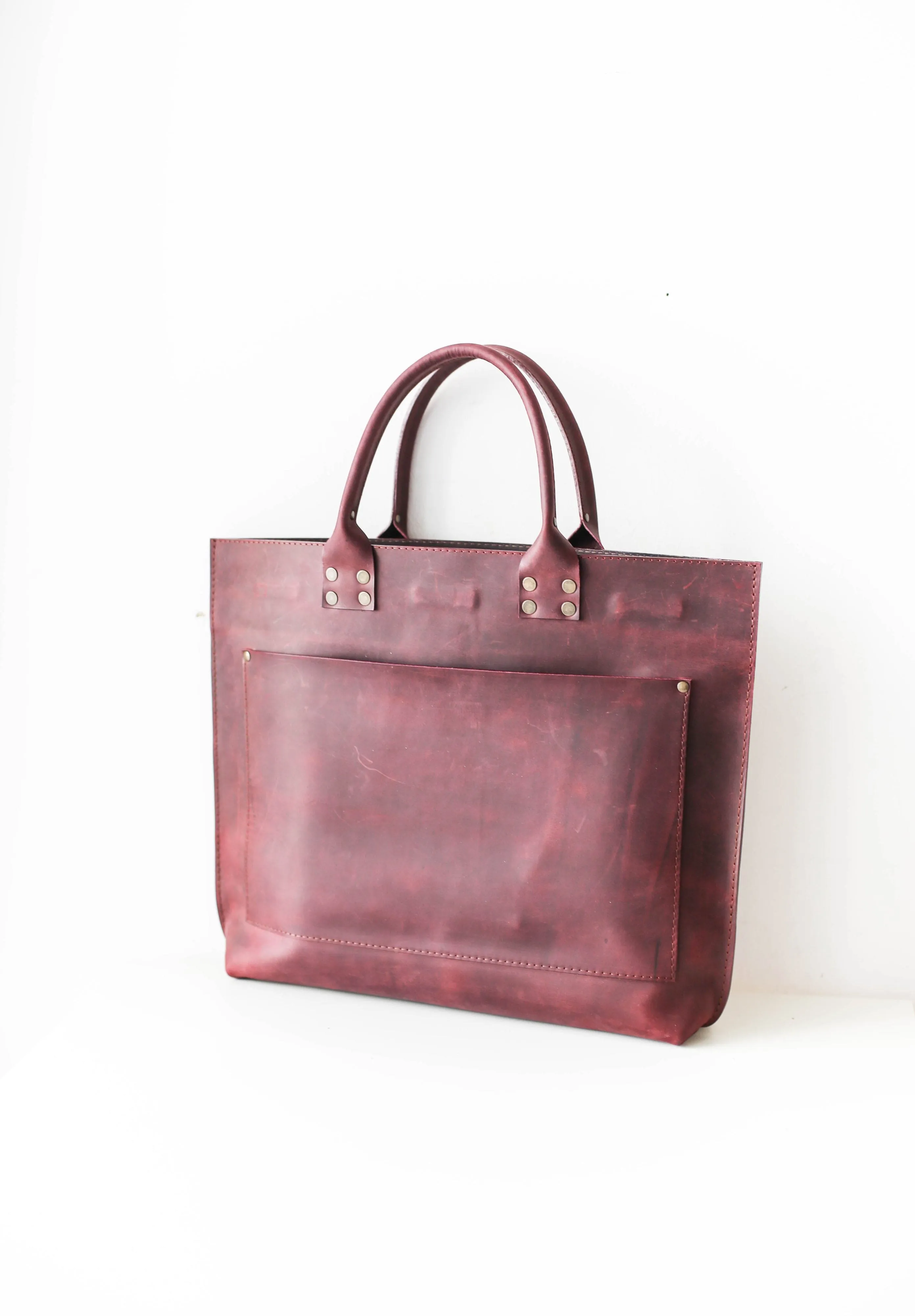 Burgundy Leather Laptop Bag - Leather Briefcase