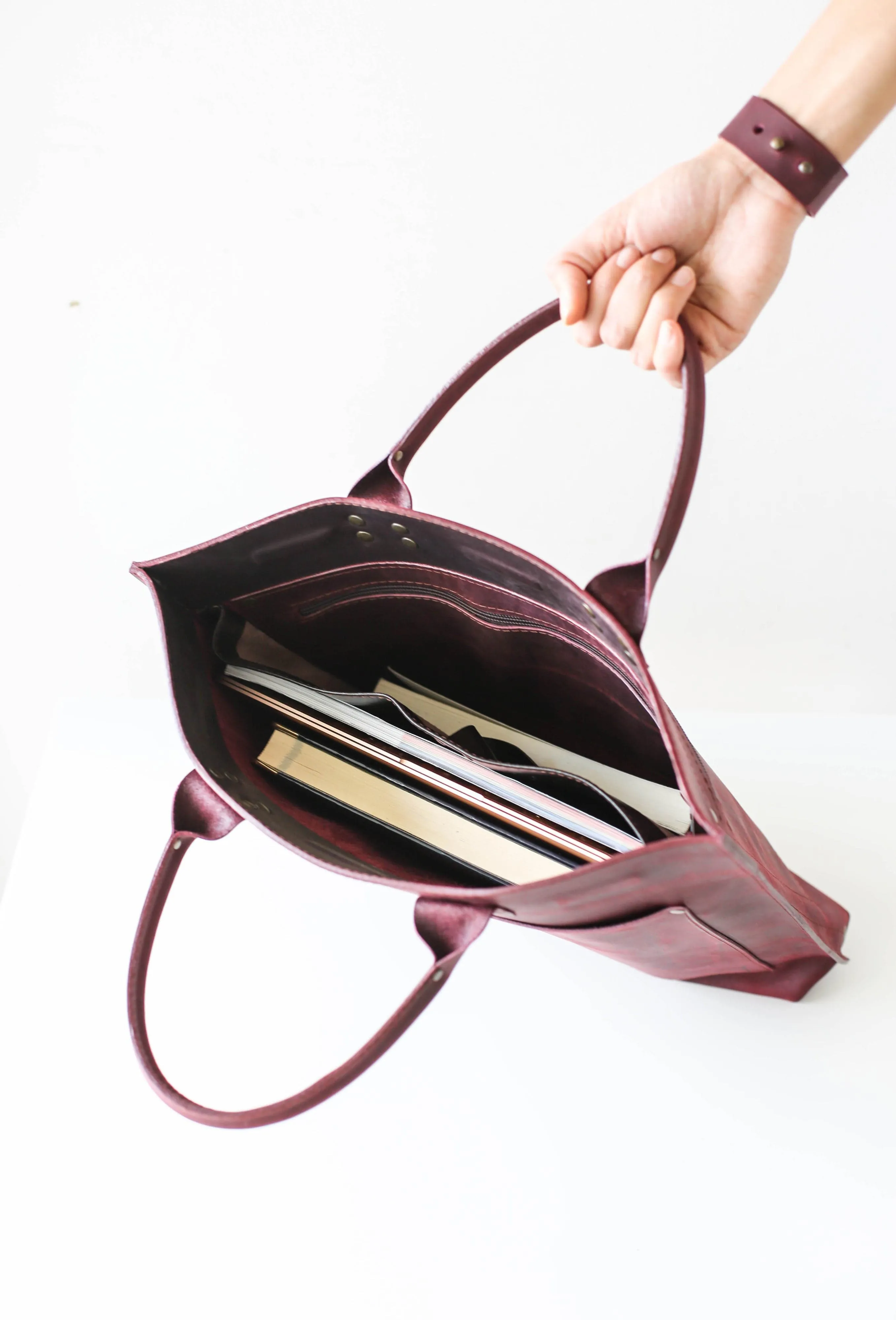 Burgundy Leather Laptop Bag - Leather Briefcase