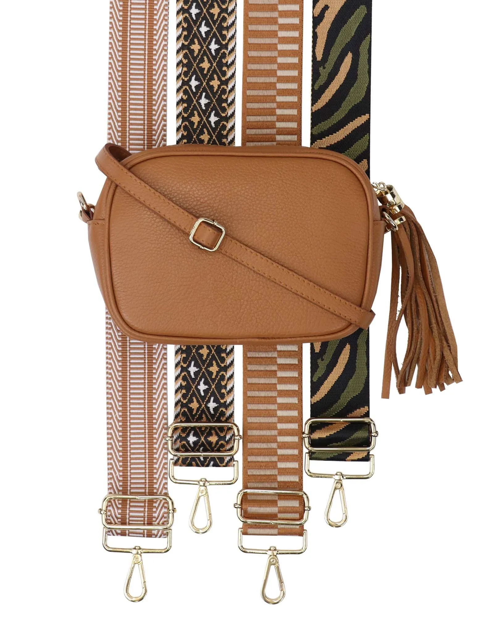 Cadenza Tassel Crossbody Leather Camera Bag: Rose Pink