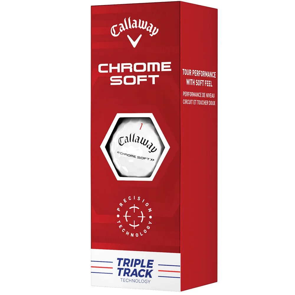 Callaway Chrome Soft Triple Track Golf Balls - White - 12 Pack