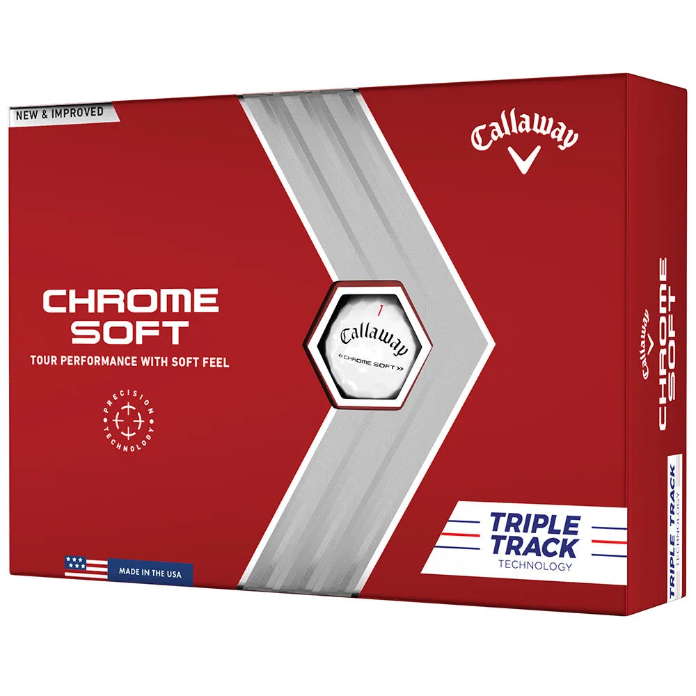 Callaway Chrome Soft Triple Track Golf Balls - White - 12 Pack