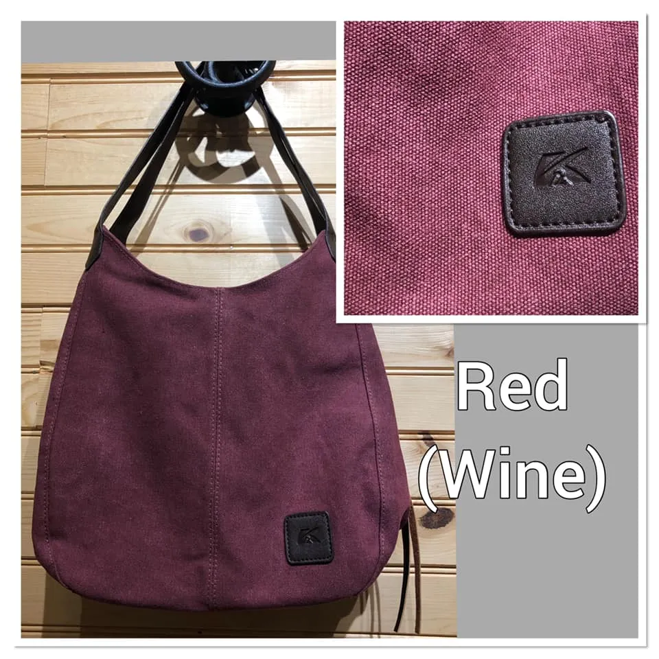 Canvas Hobo Purse - Red (Wine)