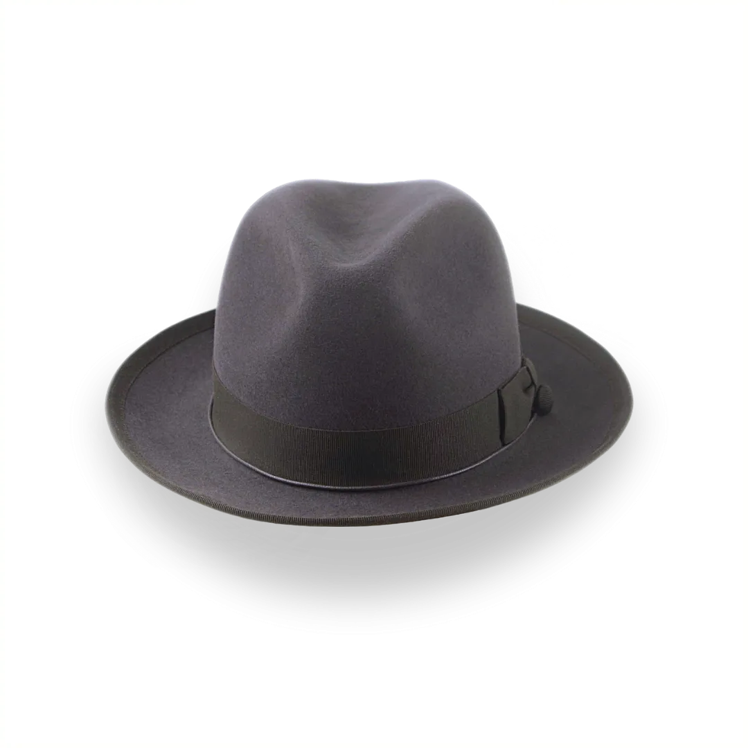 Caribou Grey Snap Brim Fedora Hat for Men in Fur Felt | The Sebastian