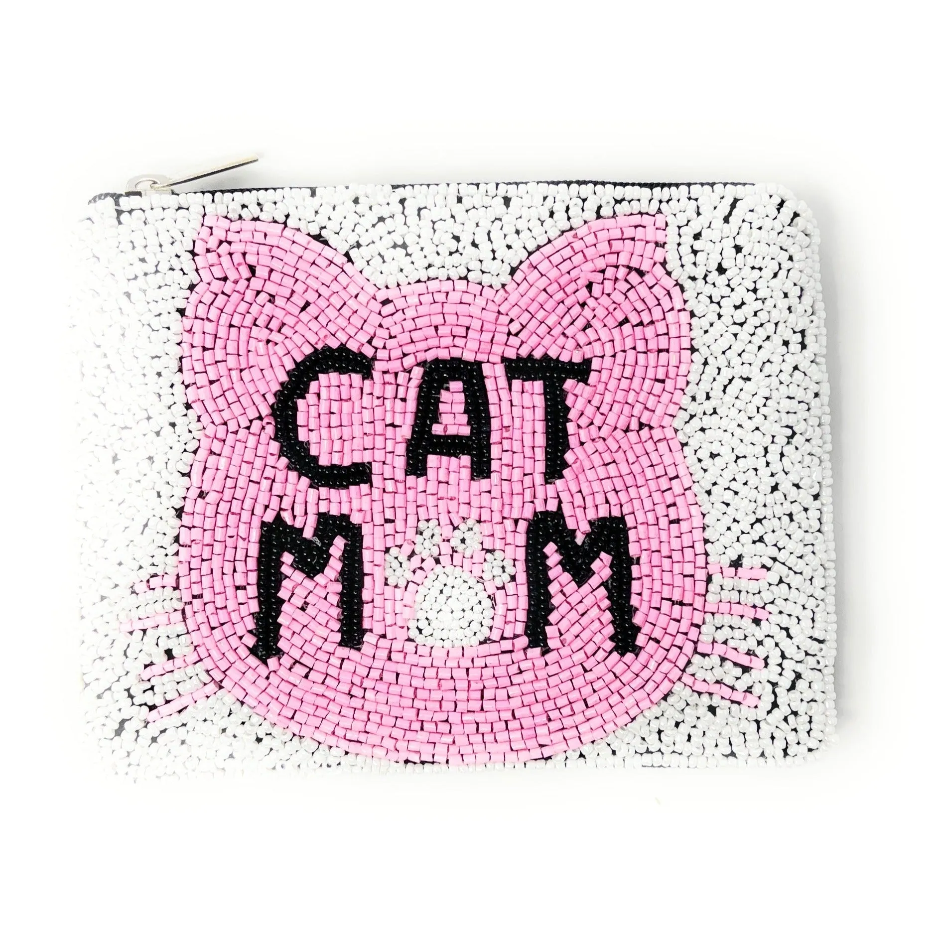 Cat Mom Beaded Coin Purse