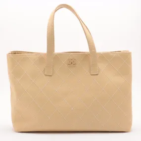 Chanel Wild Stitch Leather Tote bag Beige Gold Metal Fittings 7 Series #2511