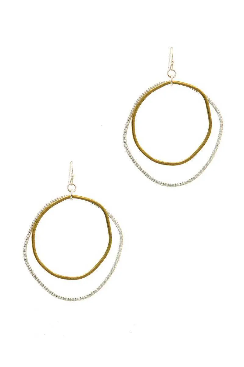 Chic Designer Double Hoop Drop Earring