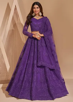 Chic Purple Designer Bridesmaids Wedding Lehenga Choli