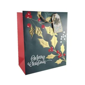 Christmas Holly & Berry Gift Bag - 30cm x 40cm x 12cm