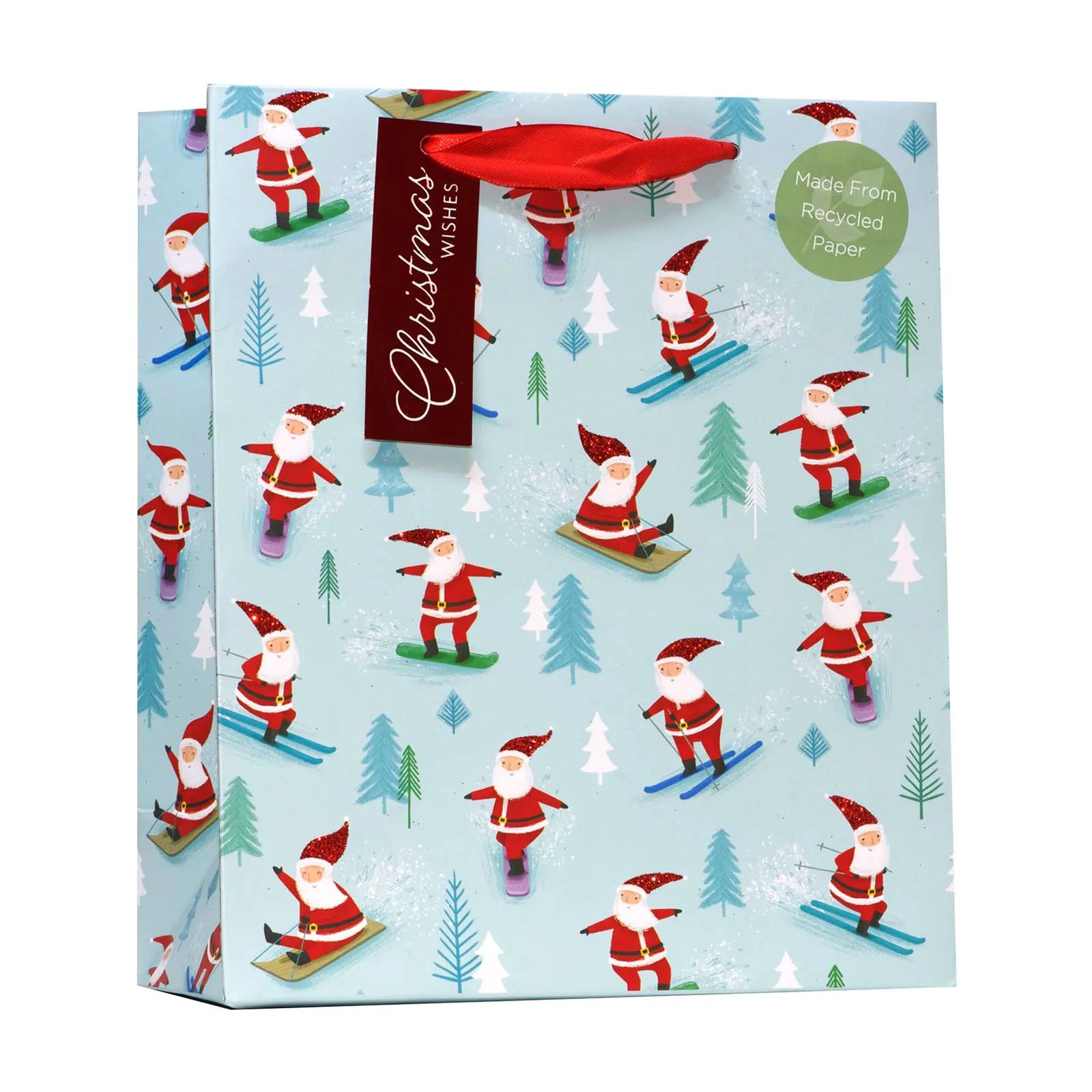 Christmas Skiing Santa Gift Bag