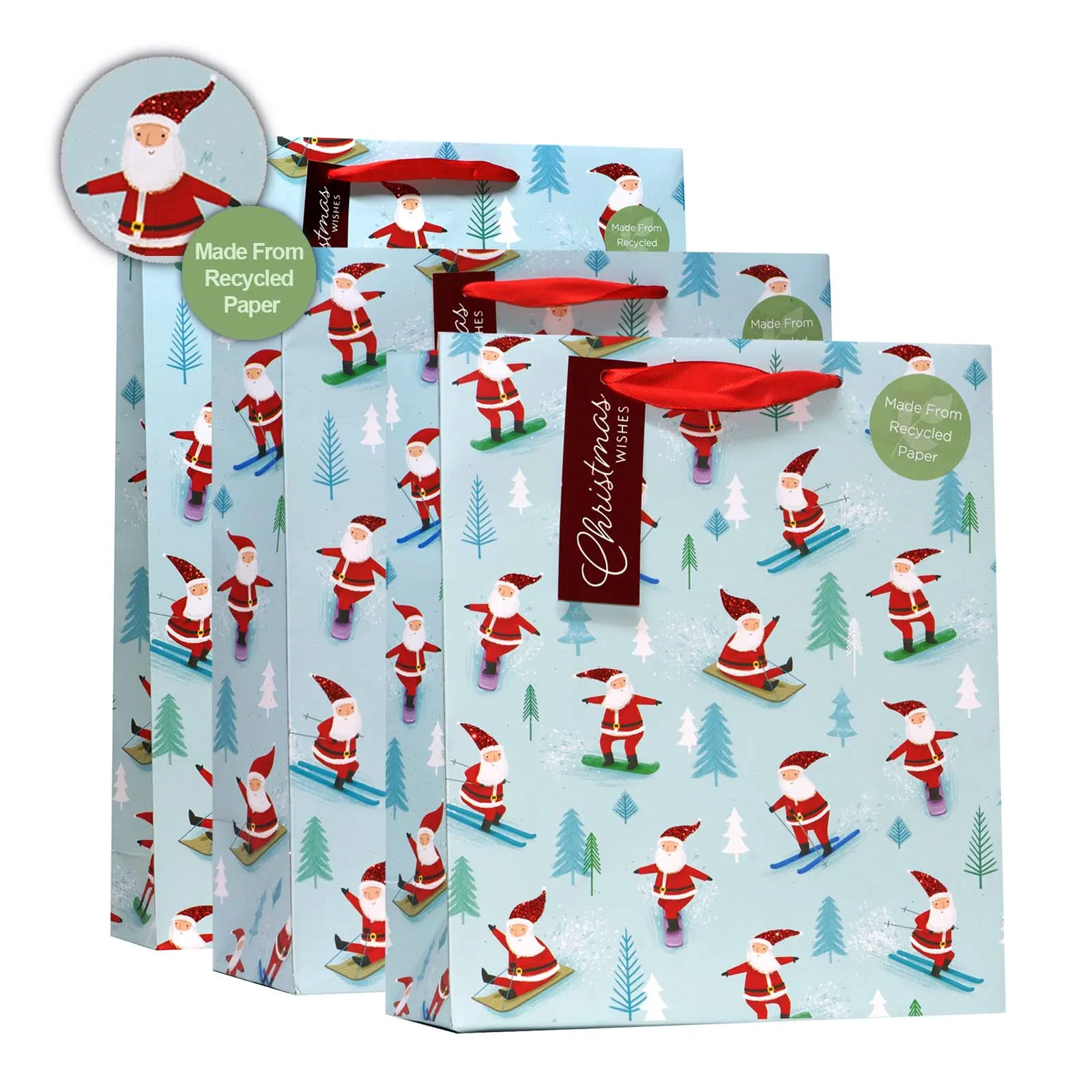 Christmas Skiing Santa Gift Bag