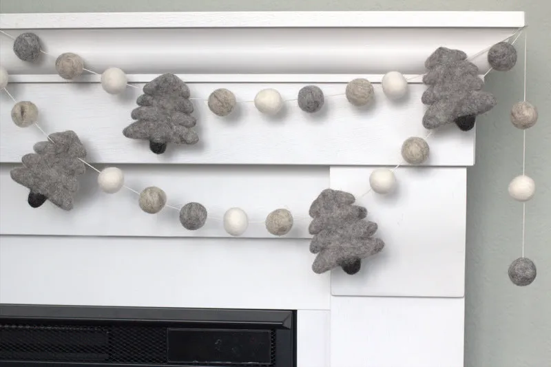 Christmas Tree Garland- Neutral, Gray & White