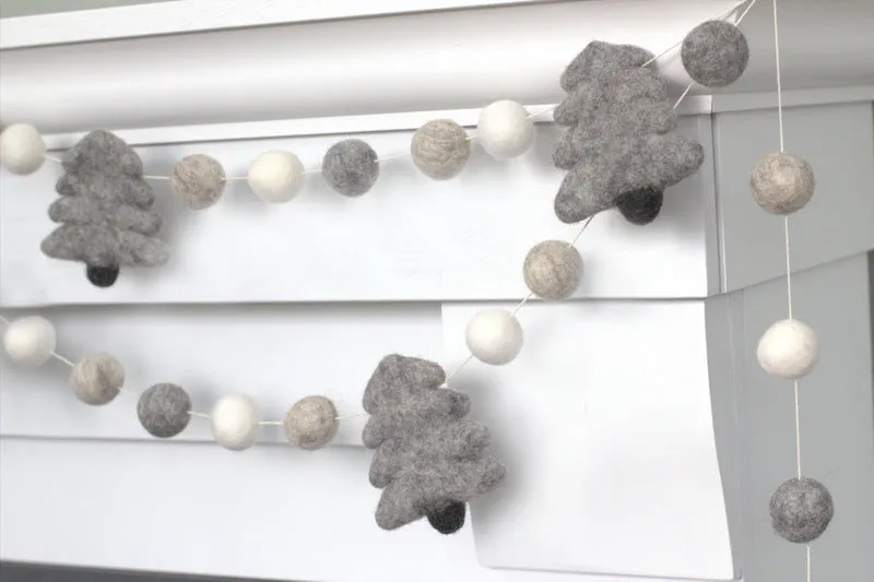 Christmas Tree Garland- Neutral, Gray & White