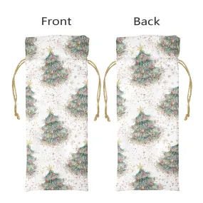 Christmas Trees Linen Wine Bottle Bag