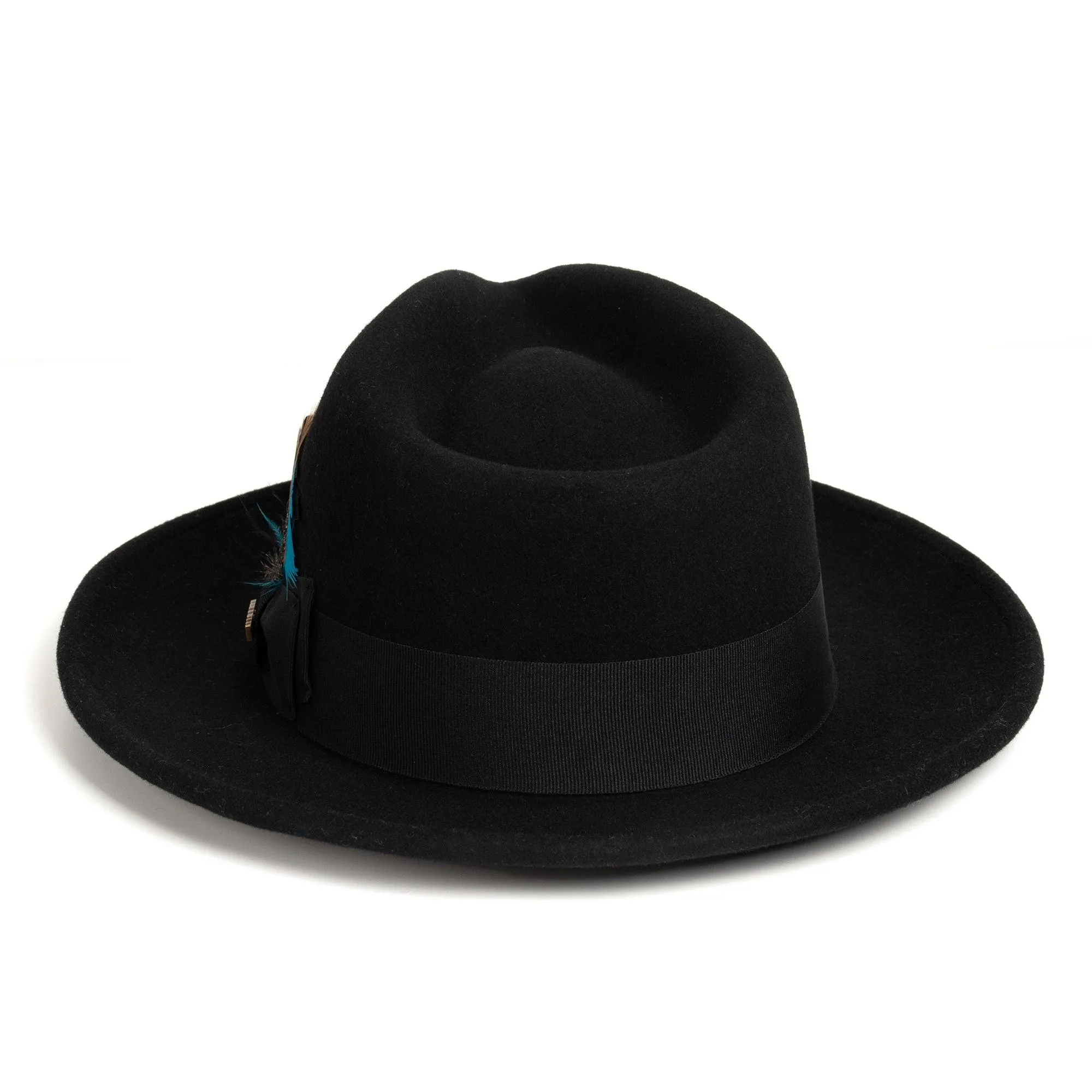 Crushable Black 100% Australian Wool Fedora Hat