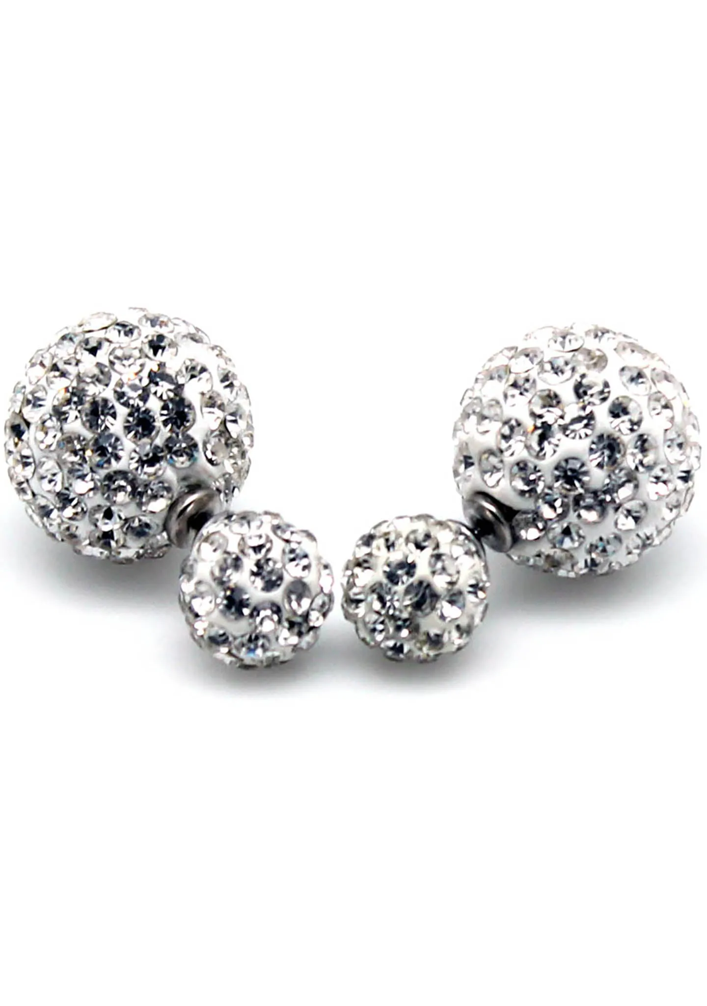 Crystal Disco Ball Post Stud Earring in White