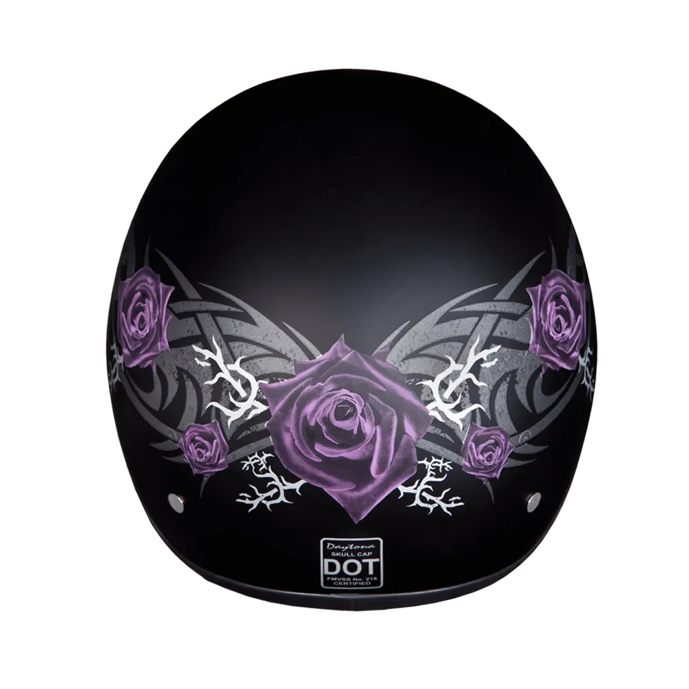 D6-PR D.O.T. DAYTONA SKULL CAP - W/ PURPLE ROSE