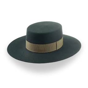 Dark Green Flat Top Western Hat in Premium Wool Felt  | The Woodsman