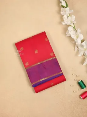 Dark Pink Pure Kanchipuram Silk Saree with Peacock Motif  on the Body with Zari Border