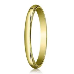 Designer 2 mm Traditional Fit Milgrain 10K Yellow Gold Wedding Band