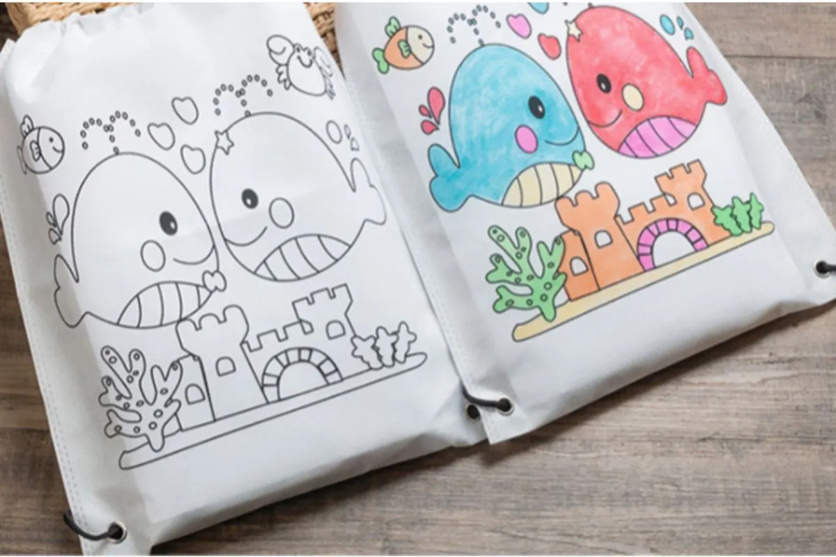 DIY Colouring Drawstring Bag