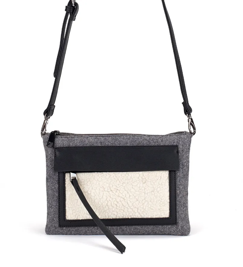 Double Envelope Crossbody Bag in Shearling