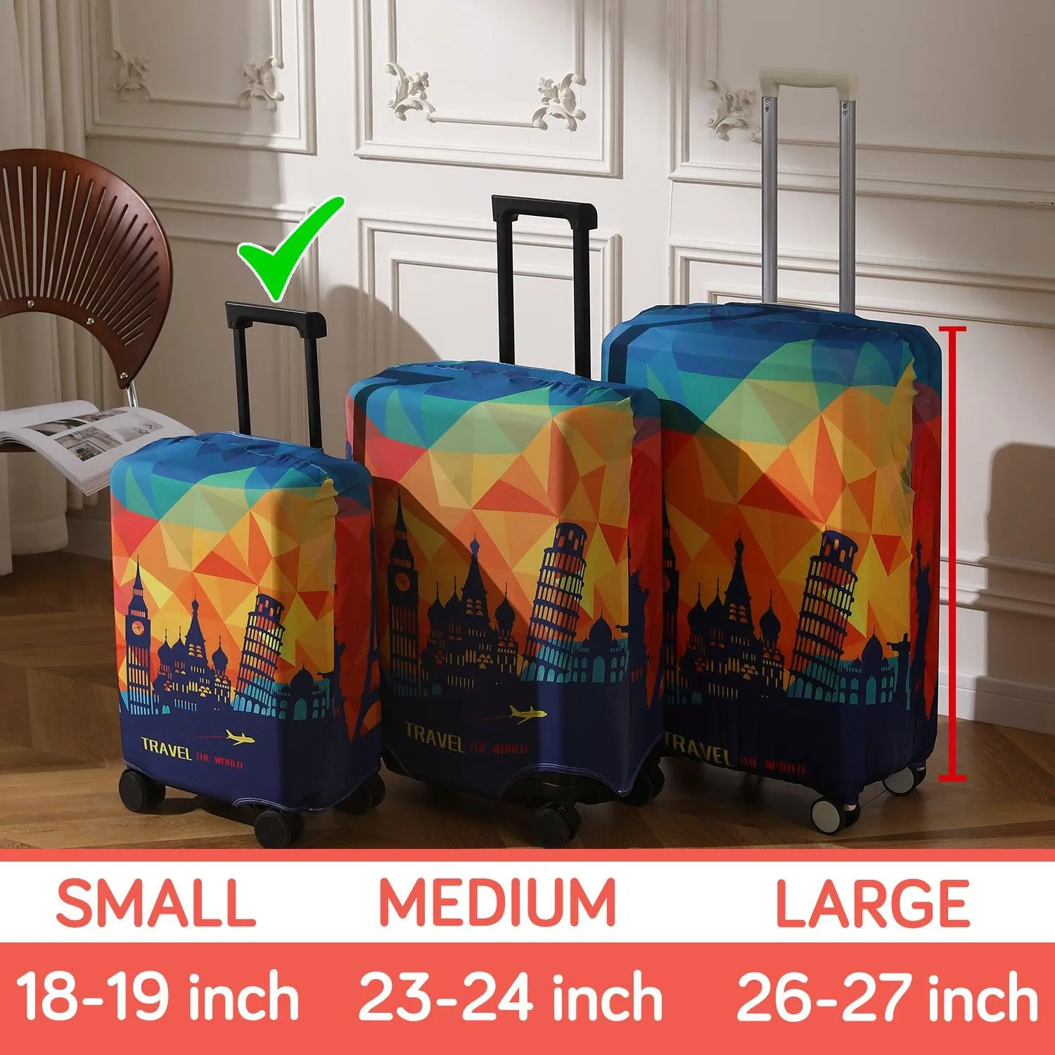 Durable 180 GSM Suitcase Covers S/M/L -Size for Trolley Suitcase, Multicolor Across Globe