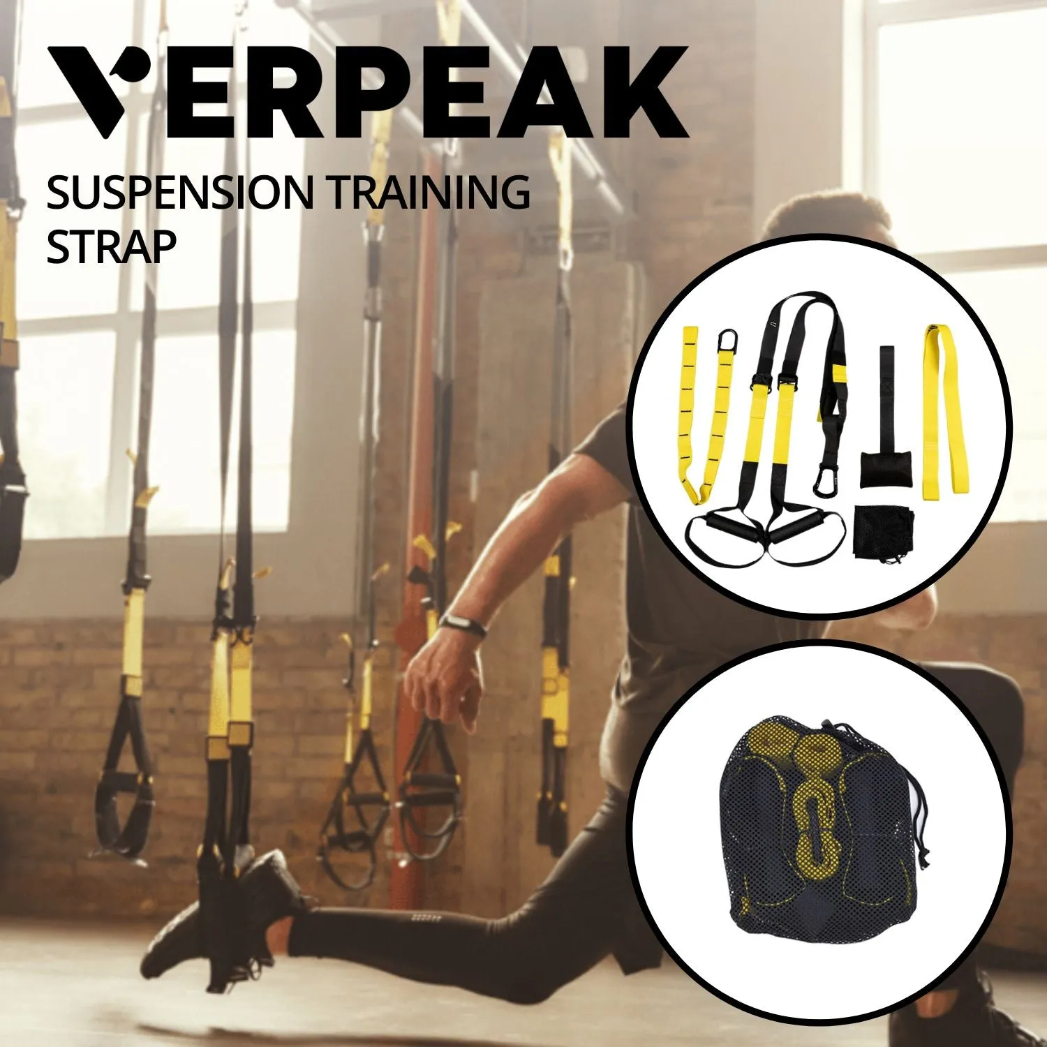 Durable Suspension Trainer Resistance System Kit, 400kg, VERPEAK