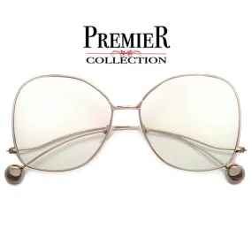 Elegant Butterfly Frame Pearl Tip Temple Glam Fashion Eyewear