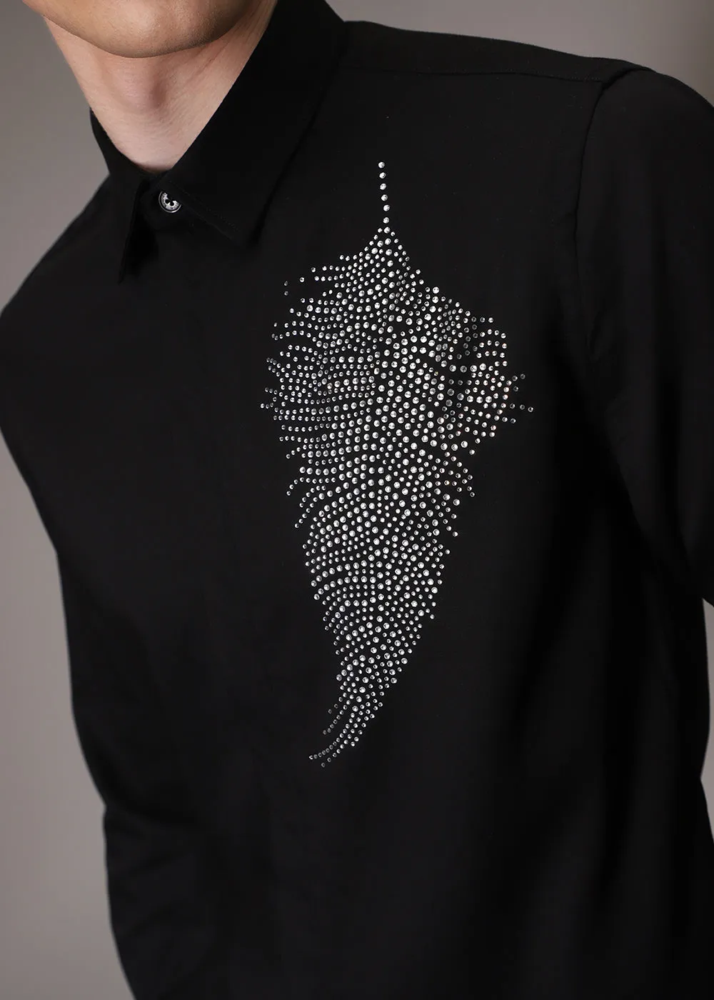 Embellish Beaded Black Designer Shirt