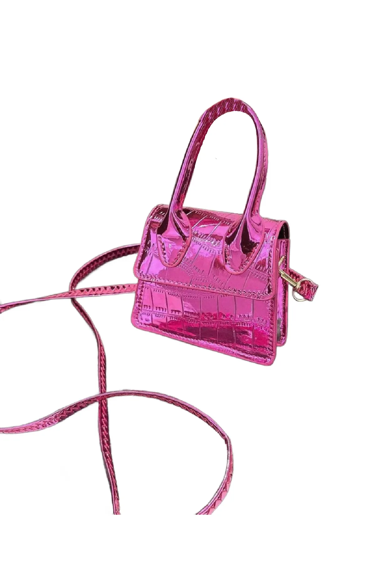 Eon Mini Hourglass Croc Bag (Fuchsia Pink)