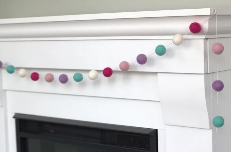 Felt Ball Garland- Pinks, Lavender, Turquoise