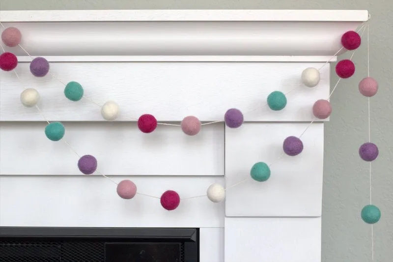 Felt Ball Garland- Pinks, Lavender, Turquoise