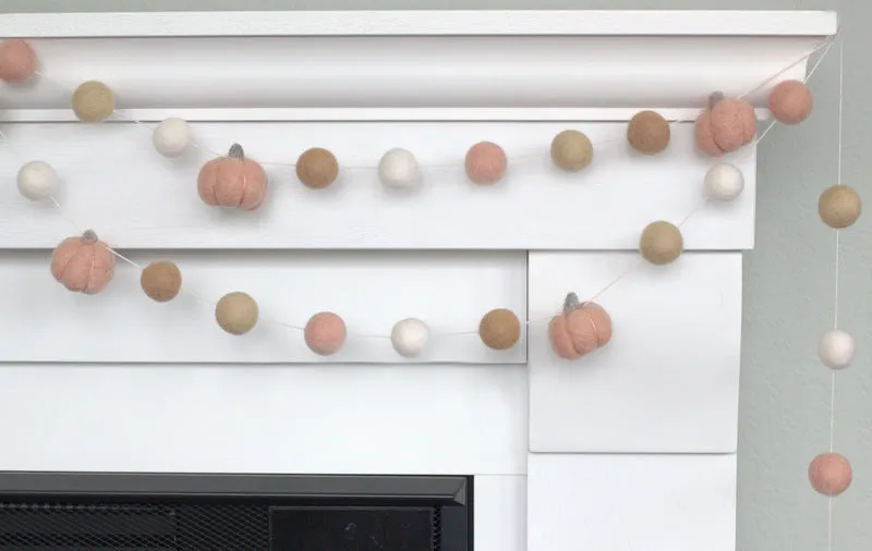 Felt Pumpkin Garland- Pink & Tan