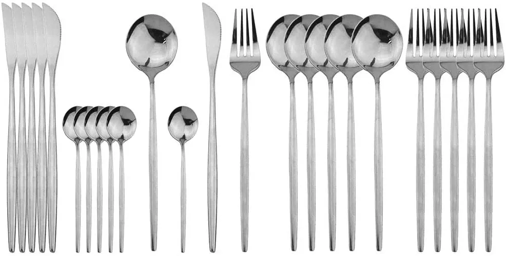 Flatware Set 24 Piece, Stainless Steel With Titanium Colorful Plated, Rainbow Color Cutlery Set Service For 6