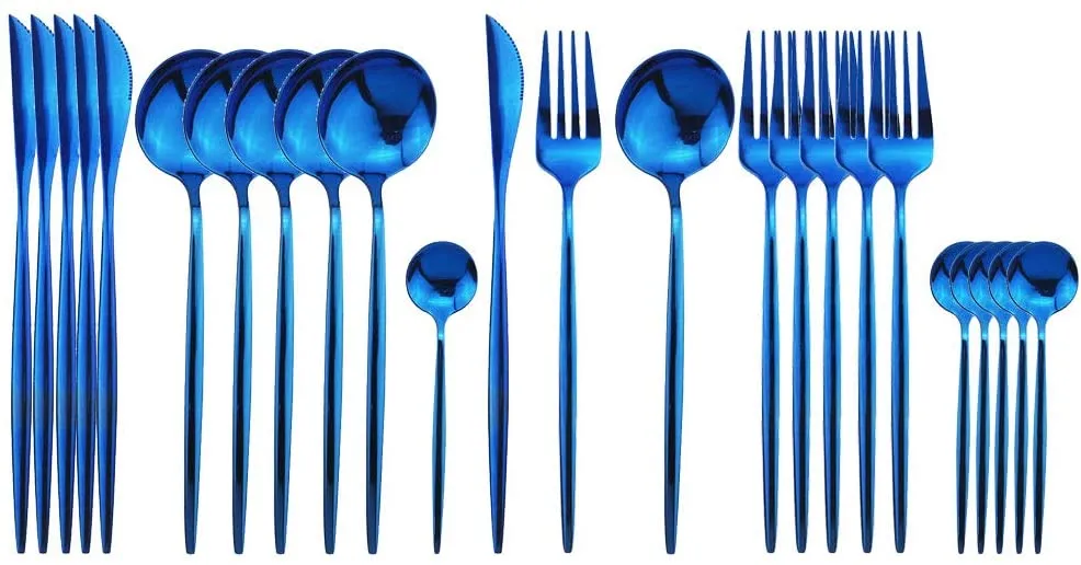 Flatware Set 24 Piece, Stainless Steel With Titanium Colorful Plated, Rainbow Color Cutlery Set Service For 6