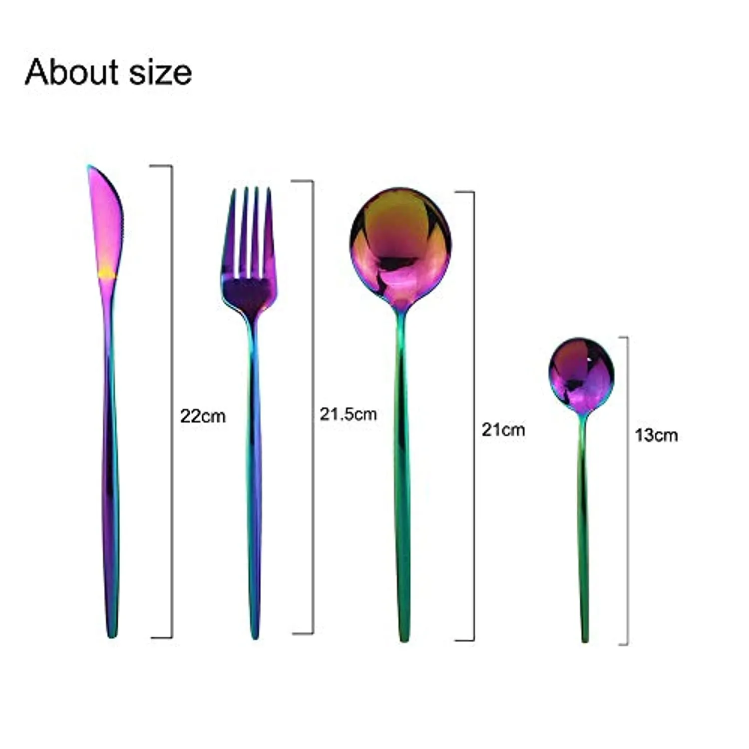 Flatware Set 24 Piece, Stainless Steel With Titanium Colorful Plated, Rainbow Color Cutlery Set Service For 6