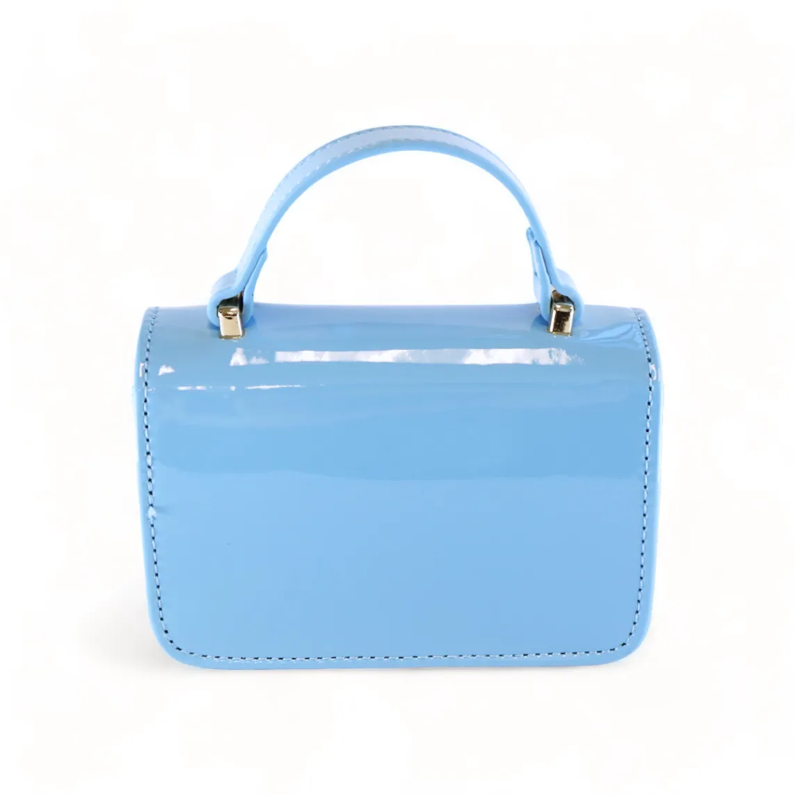 Floral & Charms Patent Leather Purse - Blue