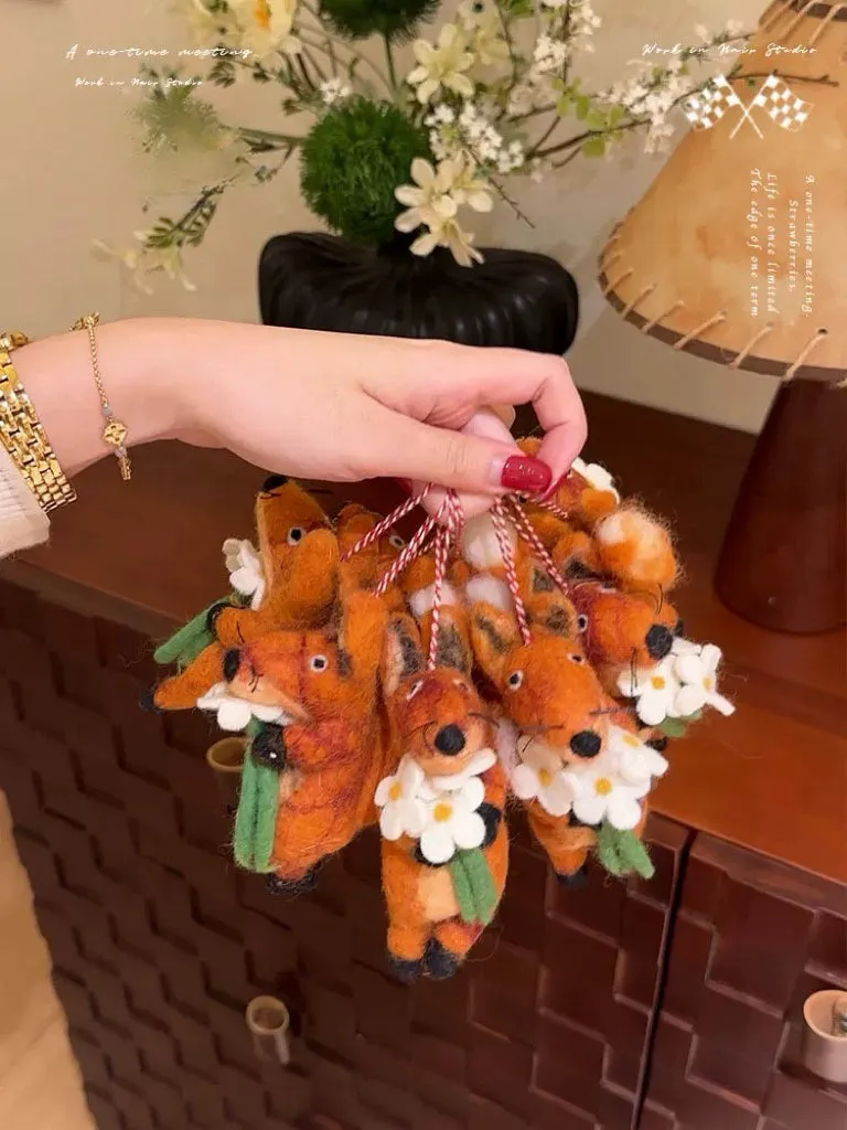 Fox fafa wool felt combination pendant Doll bag miu style hanging adornments cute