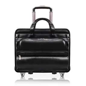 FRANKLIN | 17” Leather Detachable-Wheeled Laptop Case