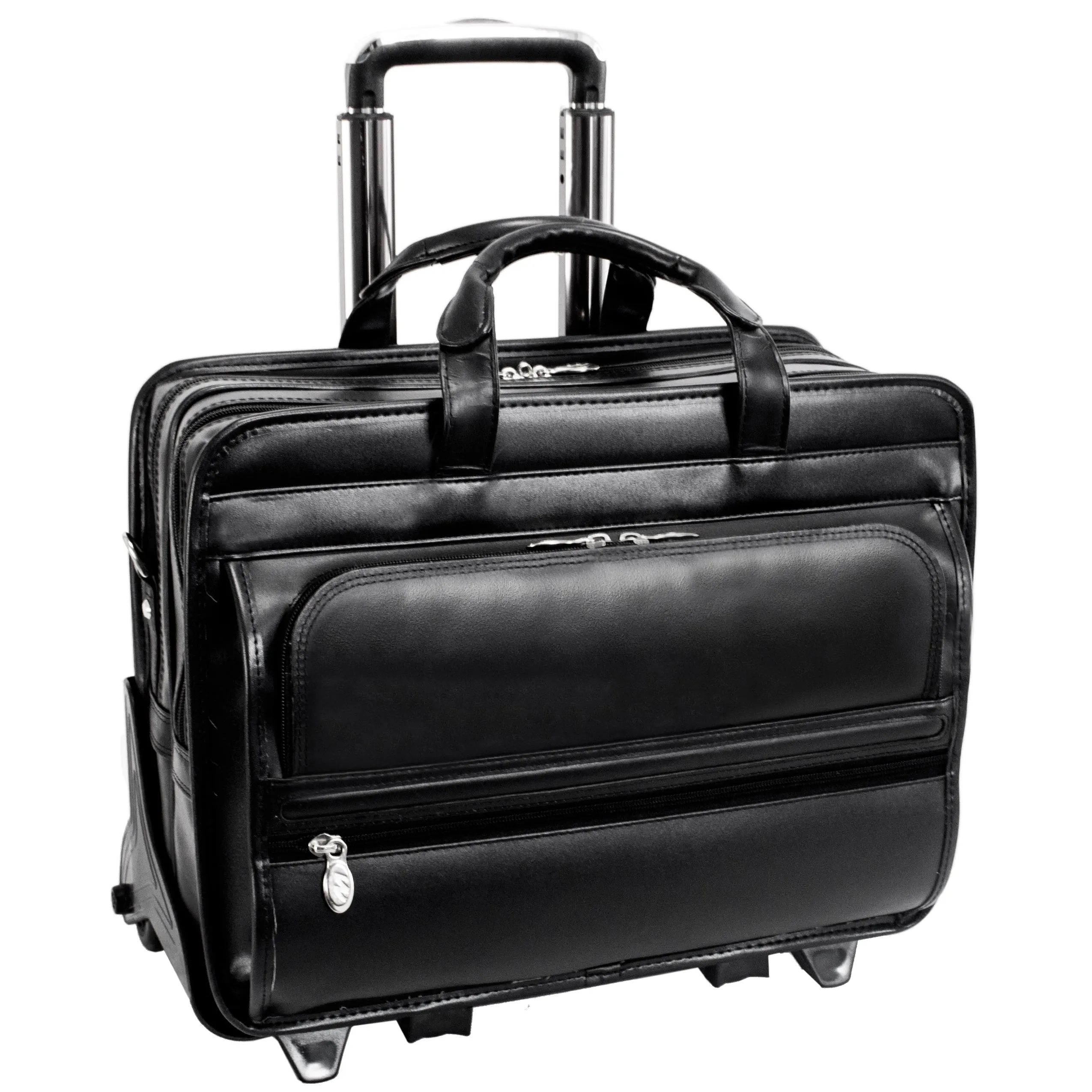 FRANKLIN | 17” Leather Detachable-Wheeled Laptop Case