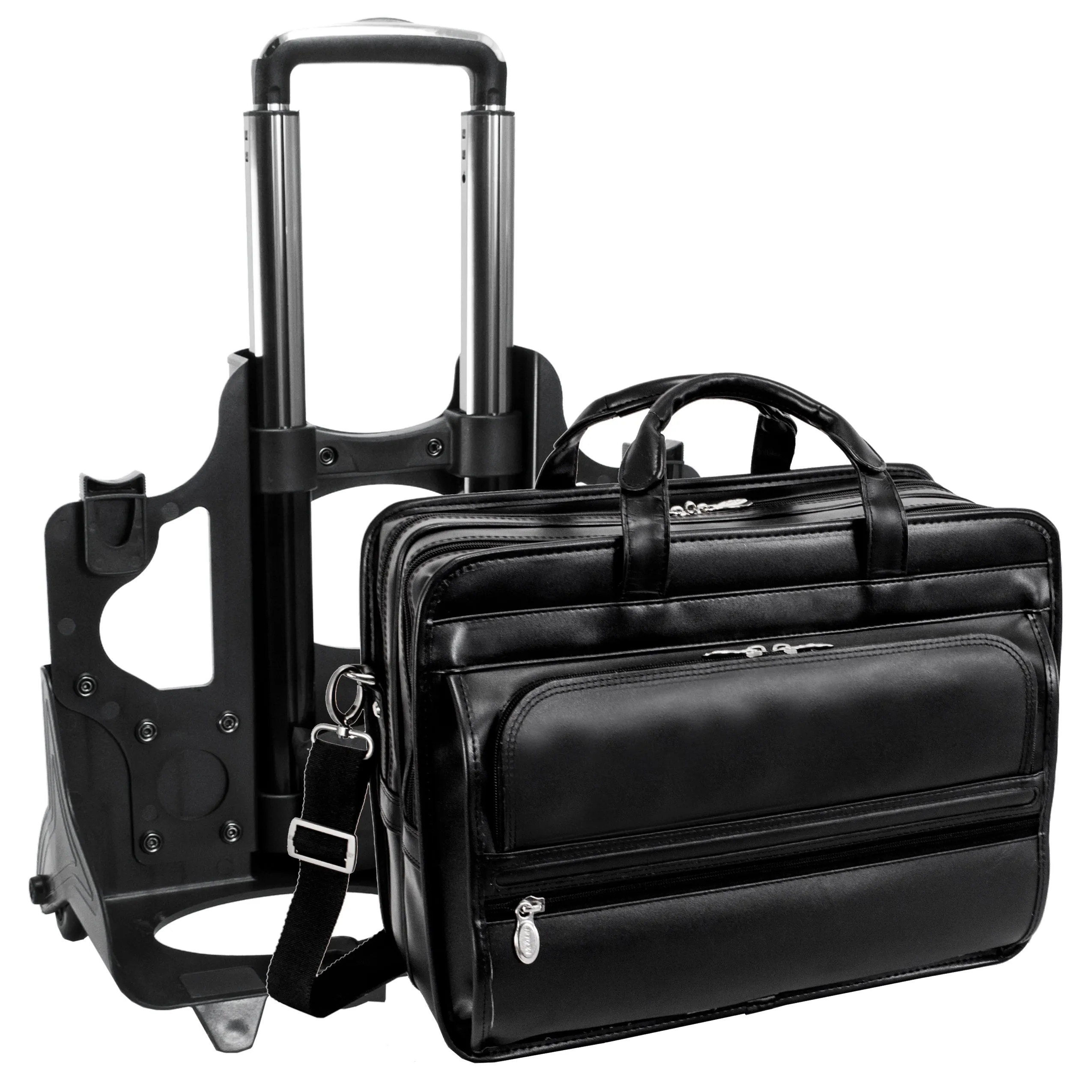 FRANKLIN | 17” Leather Detachable-Wheeled Laptop Case