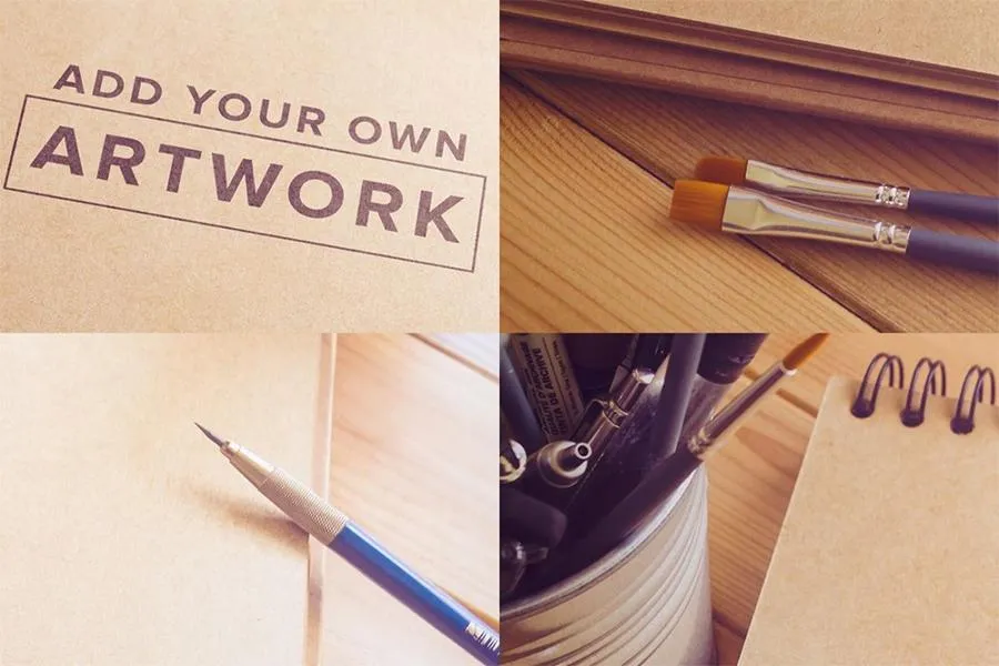 Free Artistic Set of Cardboard Sketchbook Mockup